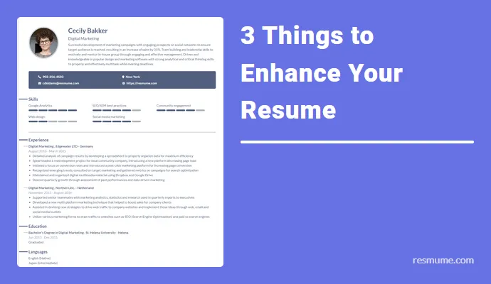 3 Things to Enhance Your Resume