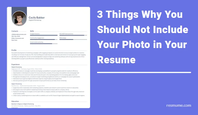 3 Things Why You Should Not Include Your Photo in Your Resume