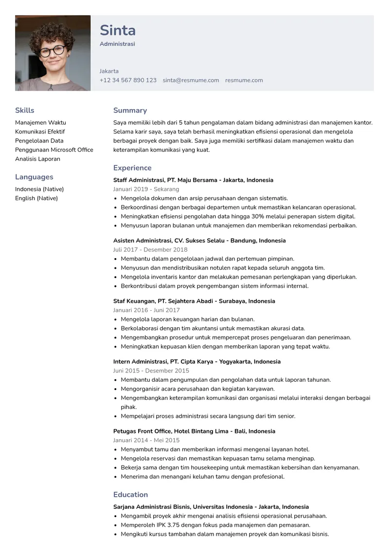 Contoh CV administrasi halaman 3