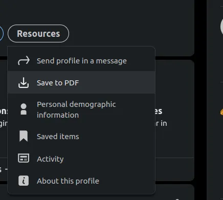 Export LinkedIn Profile as PDF